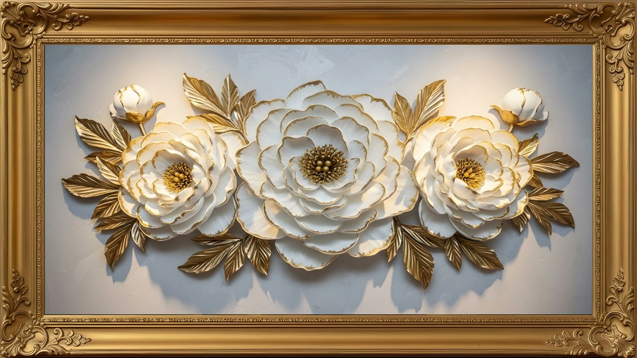 Vintage Rose Painting | TV Art with Gold Frame | Elegant Screensaver