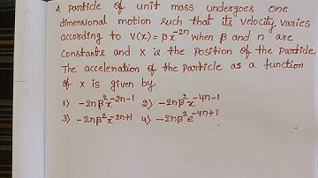 a particle of unit mass undergoes one dimensional motion such that it