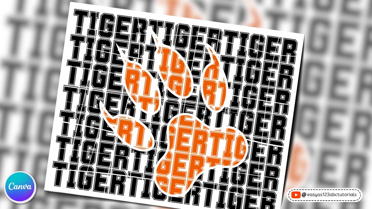 Tiger Paw Text Effect Two toned text using a paw print. Easy Canva Tutorial
