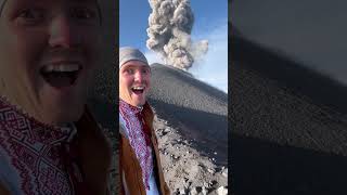Up-Close View of Active Volcano Erupting and Ash Rising