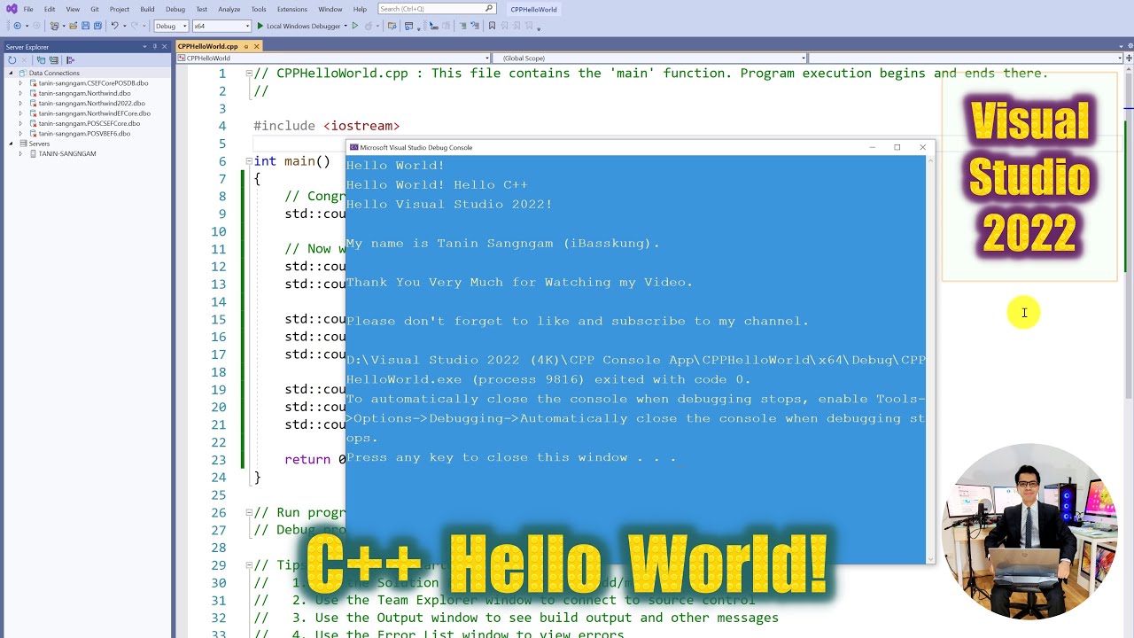 Visual Studio 2022: C++ Tutorial Hello World Console Application - YouTube