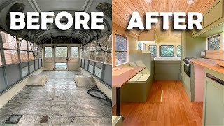 School Bus Tiny Home - The Complete Build Timelapse
