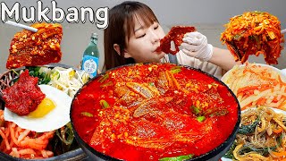 Sub)Real Mukbang- Spicy Braised Short Ribs 🔥 Hot Stone Pot Bibimbap 🥘 ASMR KOREAN FOOD