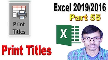 Excel 2019/2016 Part 55 I Print Title  MS Excel In Hindi