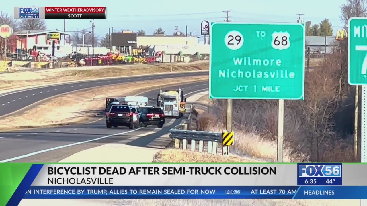 Bicyclist dead after being hit by semi in Nicholasville - YouTube