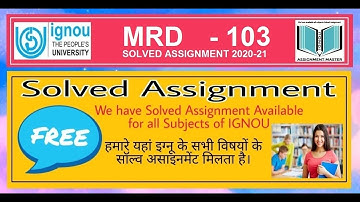 MRD 103 Solved Assignment 2020 21