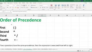 Formulas, Functions, Order of Precedence, and Error Messages in Microsoft Excel