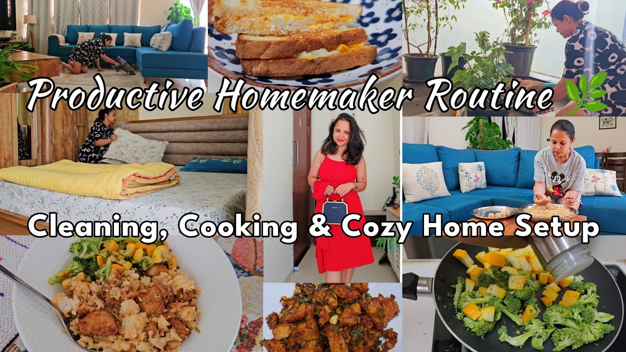 My Realistic Homemaking Routine 🏡💙 Cleaning + Easy Home-Cooked Meals+ GRWM for a party #homemaking
