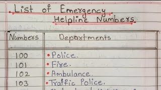 Emergency Helpline Numberslist Of Emergency Helpline Numbershelpline Numbers