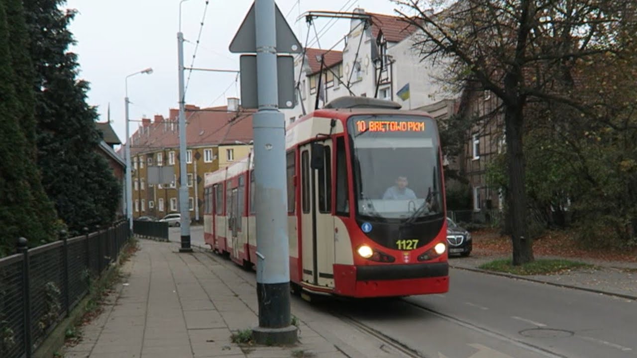 Gdańsk - Przejazd Düwag N8C-MF01 #1127 - Linia 10 Władysława IV - Stocznia Północna ♫Tyrystory♫