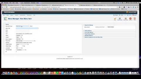 Creating a menu item in Joomla 2.5