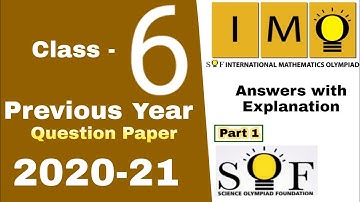 IMO Class 6 Question Paper 2020-21 International Mathmatics Olympiad