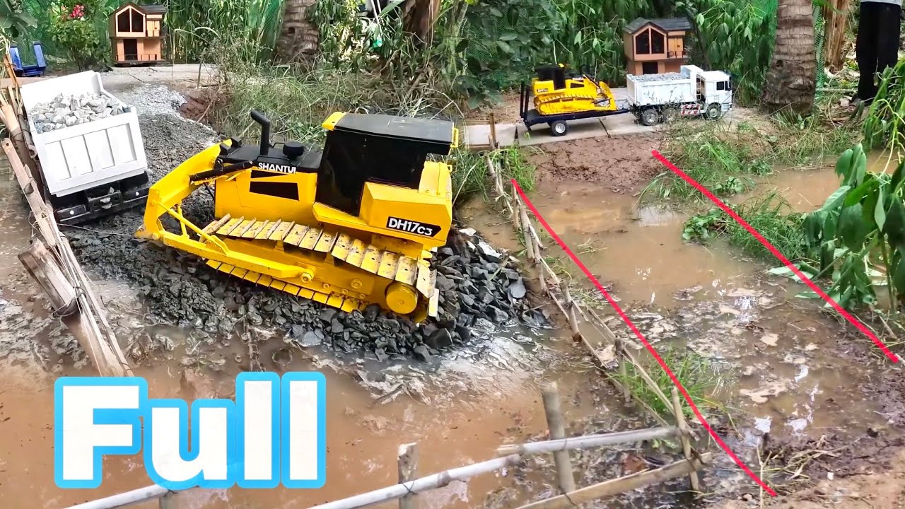 Process Filling Rock Builds a Road by SHANTUI DH17c3 & SHACMAN Dump Trucks - RC Construction!