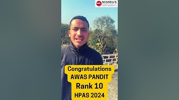 Congratulations AWAS PANDIT | RANK 10 | HPAS 2024 | Nimbus Academy #hpas2024 #hpasresult #hpas