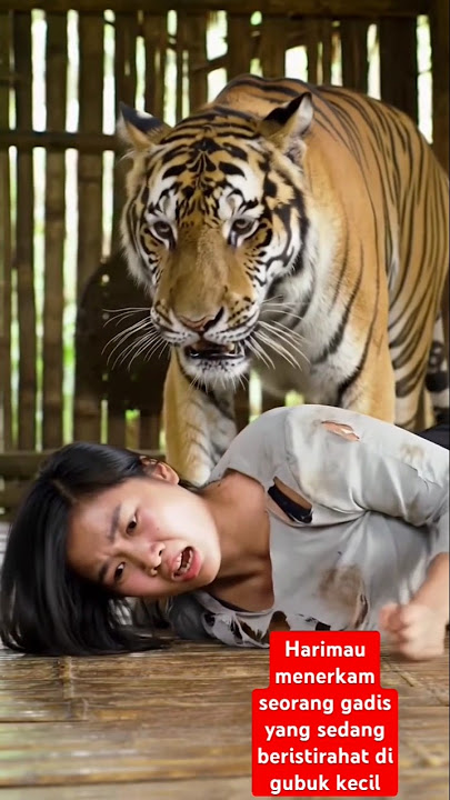 seekor harimau menerkam gadis di gubuk #tiger #animals #wildlife #lion #viralshort #animalworld