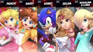 Peach Vs Daisy Vs Rosalina Vs Zelda Vs Sonic Super Smash Bros Ultimate