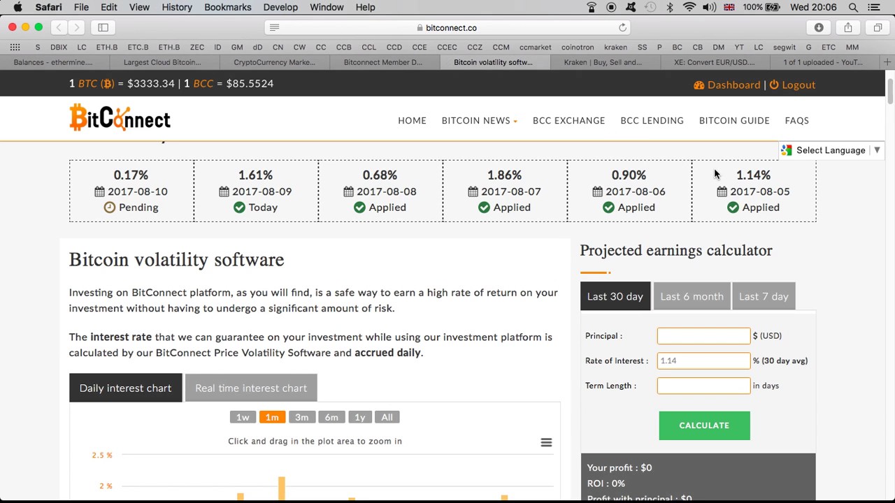 $100 Loan With BitConnect! Day 1   Passive income   Bitcoin $3300   from YouTube