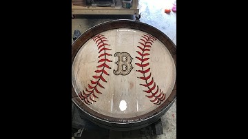 Custom Red Sox Wine Barrel Side Table - Part 1