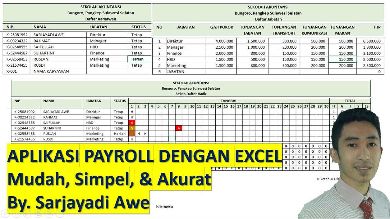 Aplikasi Payroll Dengan Menggunakan Excel Bisa Cetak Slip Gaji Otomatis Dan Rekap Absensi Youtube