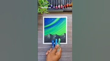 🌌 Easy Northern Lights Drawing | Oil Pastel Art for Beginners #art #drawing  #oilpastel