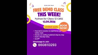 Join the Demo class for class 12 CBSE CS Tuition