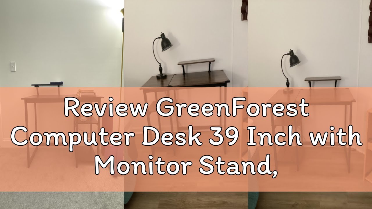 Review GreenForest Computer Desk 39 Inch with Monitor Stand, Office Desk with Adjustable Storage She