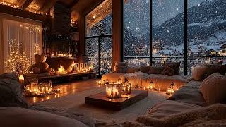 Crackling Fireplace and Calm Piano Ambience | Peaceful Winter Night Sounds for Deep Sleep and Focus
