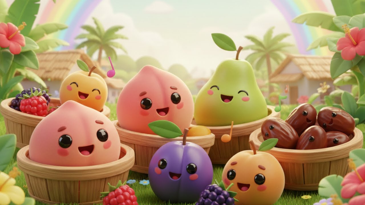 Learn Fruits Song for Kids -Peach, Pear, Plum, Apricot, Raspberry, Blackberry, Dates Rhymes for Kids