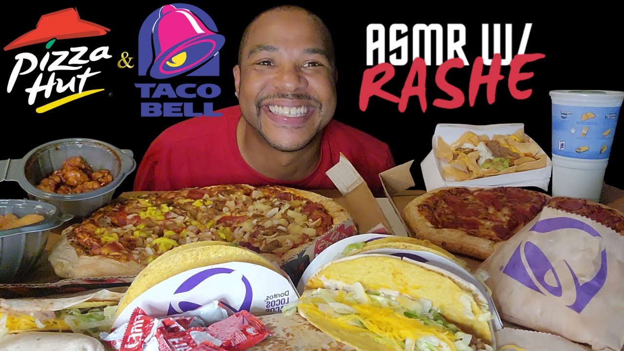 ASMR Rashe🔥 Taco Bell Mukbang 🌮 Pizza Hut Pizza 🍕 & Wings🍗 | Звуки еды | Минимальные разговоры