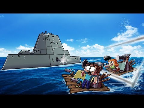minecraft-|-naval-warship-attacks-my-raft-fort!-(boats-wars-challenge)