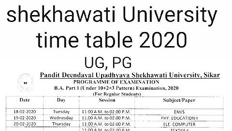 Shekhawati University time table 2020