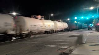 CSX 1976 Conrail heritage unit leads a BIG sized north bound mixed freight down Winslow Street 
