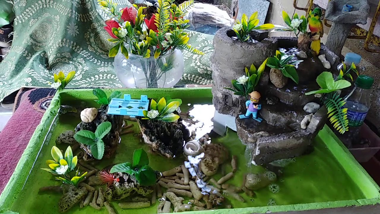 DIY styrofoam aquarium with waterfall fountain YouTube