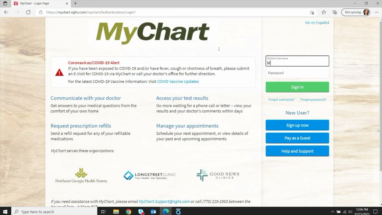 MyChart - Login Page