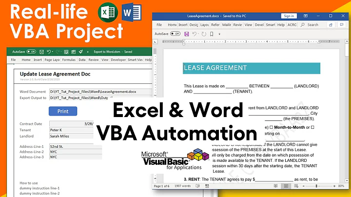 Real-life Word App Automation Using VBA. Read/write to Word Document, Publish, Print and more