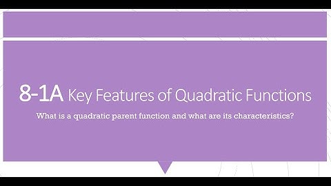 8-1A Key Features of Quadratic Functions Video