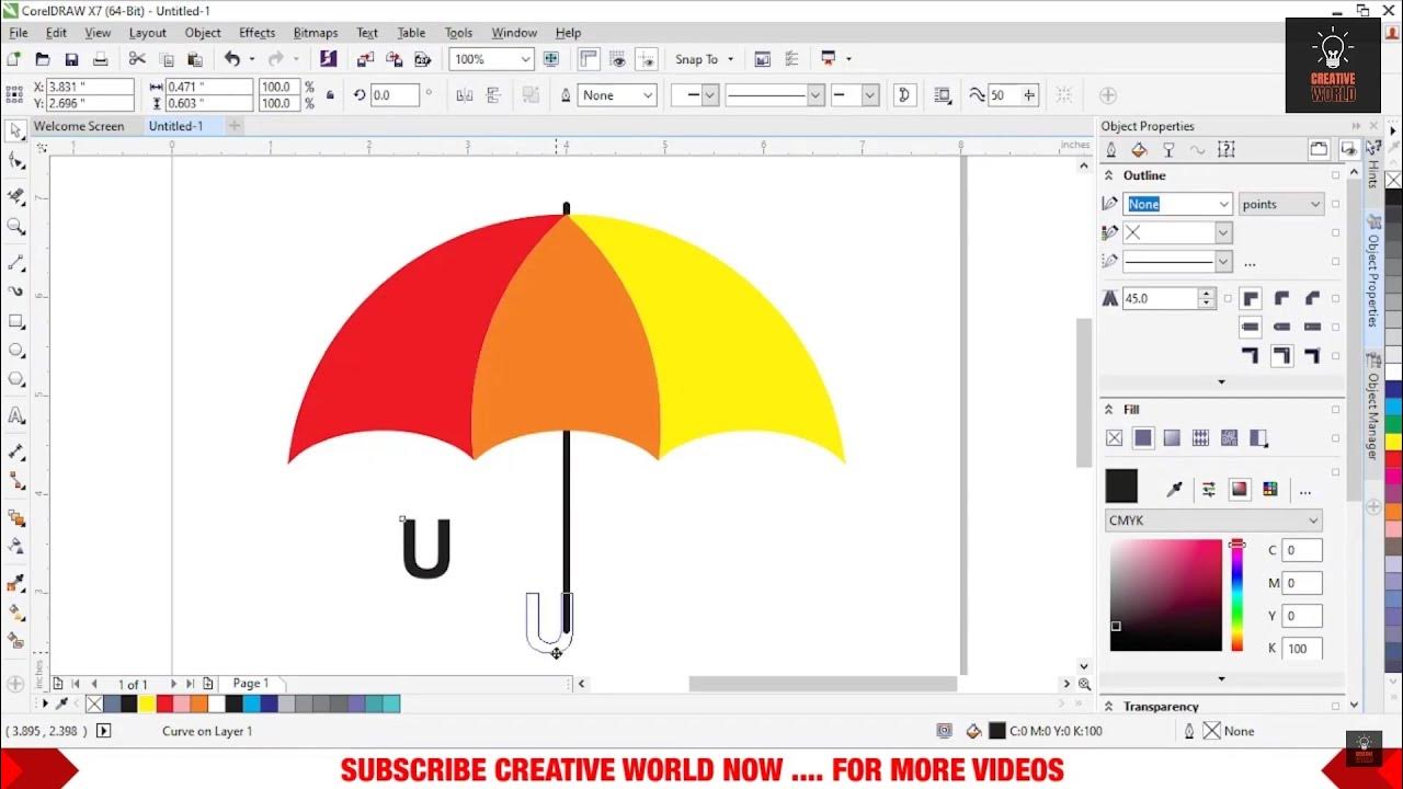 How To Make Umbrella in CorelDraw X7 Illustration Simple Design 