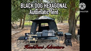 BLACK DOG Hexagonal Automatic Tent at PDWM Campsite Port Dickson. Revew tent black dog.