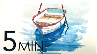 [Eng sub] 5min Easy Watercolor | Rowing boat