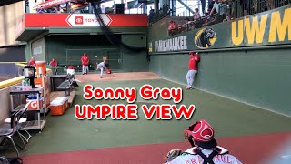 Sonny Gray UMPIRE VIEW of Bullpen Warmup - 2019 MLB All Star Reds Starting Pitcher - 7/22/19