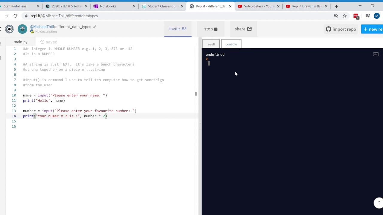 Data types in Python (integers, strings and input( )) - YouTube