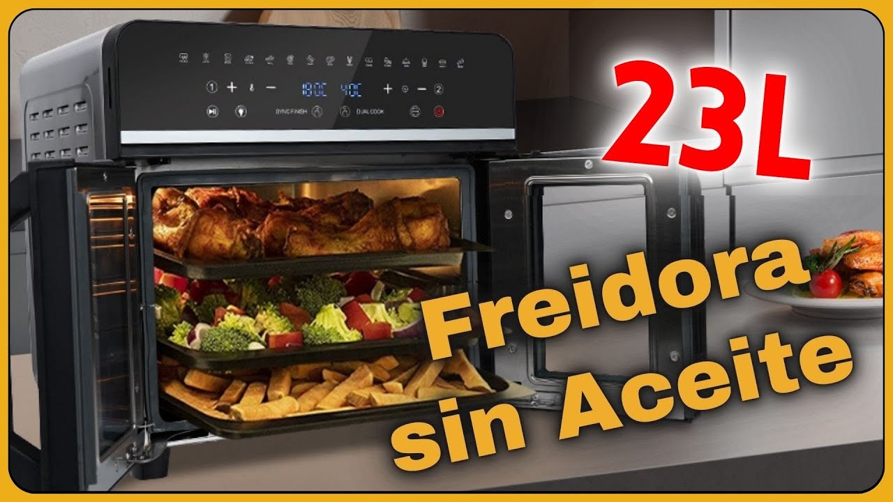 Freidora sin Aceite y Horno de Aire Caliente 23 litros, Emphsism Freidora de aire XXL doble 2600W