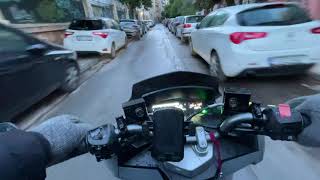 Daily commute to work - Rainy Day 3°C - Sym Jet X 125 (Athens, Greece)