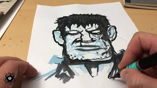 Frankenstein's Monster - Time-Lapse - Autodesk Sketchbook - Inking - Traditional - Comics