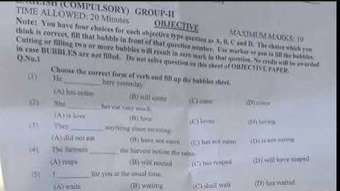 Today 9th English MCQs Multan Board (Group 2) paper 2023