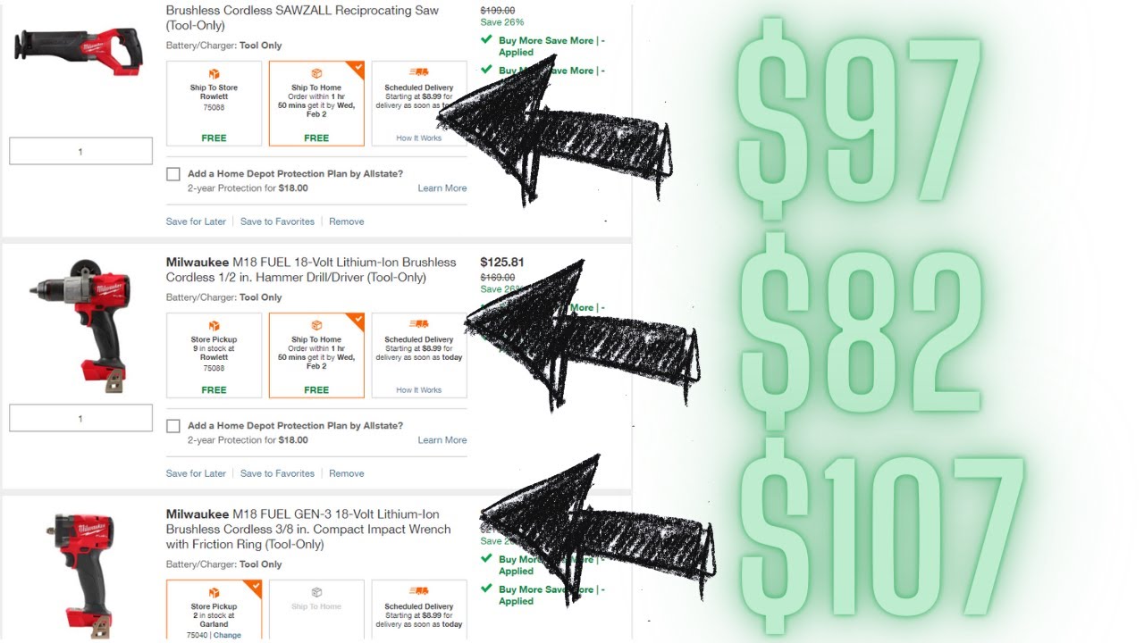 Milwaukee Buy More Save More Glitch 🔥 checking out prices on tools