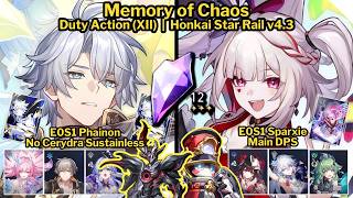 MoC 4.3 Stage 12 E0S1 Phainon No Cerydra Sustainless and E0S1 Sparxie DPS | Honkai Star Rail v4.3