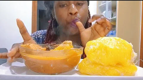 live mukbang African starch and pepper 🌶️ soup with black catfish chicken