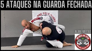 Jiu-Jitsu techniques 5 ataques e uma raspagem na guarda fechada Alan Freitas Carlson Gracie Ari Galo