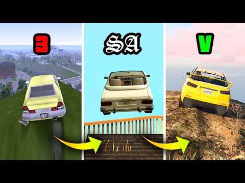 Jumping from the Highest Mountain by Car in GTA Games (Evolution)